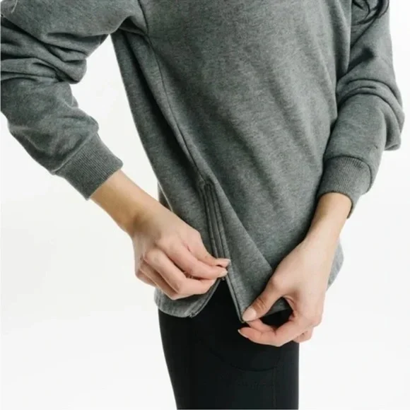 Zyia Active Gray Energetic Zipper Crewneck Sweatshirt Women's Size XSmall - Picture 3 of 13